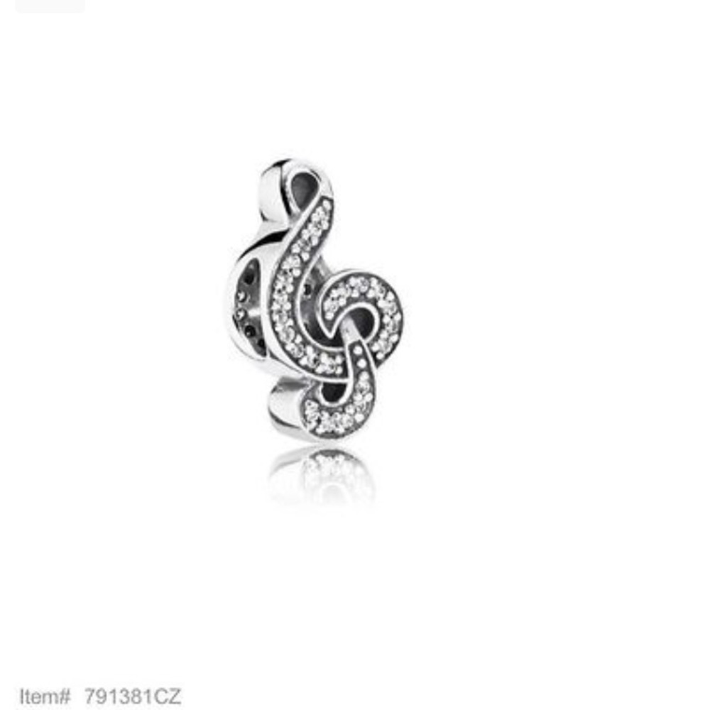 Pandora Charm Sweet Music Treble Clef, Clear